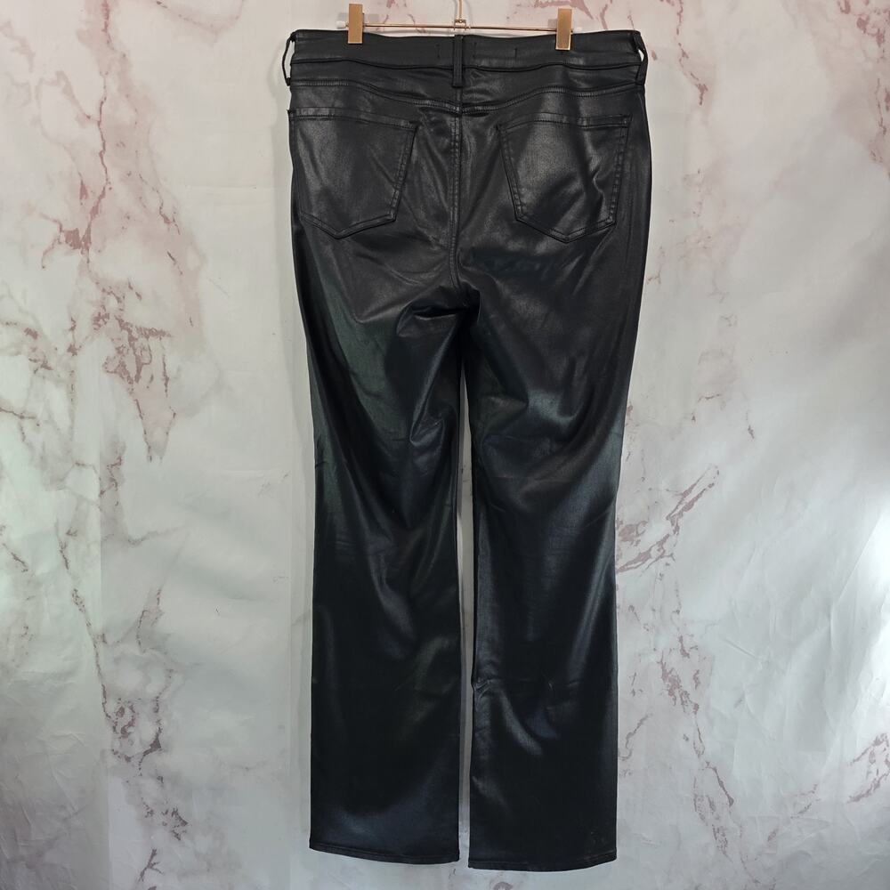NYDJ Pants Womens 12 X 32 Black Faux Leather High Rise Marilyn Straight Leg